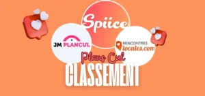 Classement des meilleurs sites de plans culs en 2025, incluant Spiice, JM Plan Cul, et Rencontres Locales, illustré avec des icônes de cœur et un design sexy, chaud et moderne.