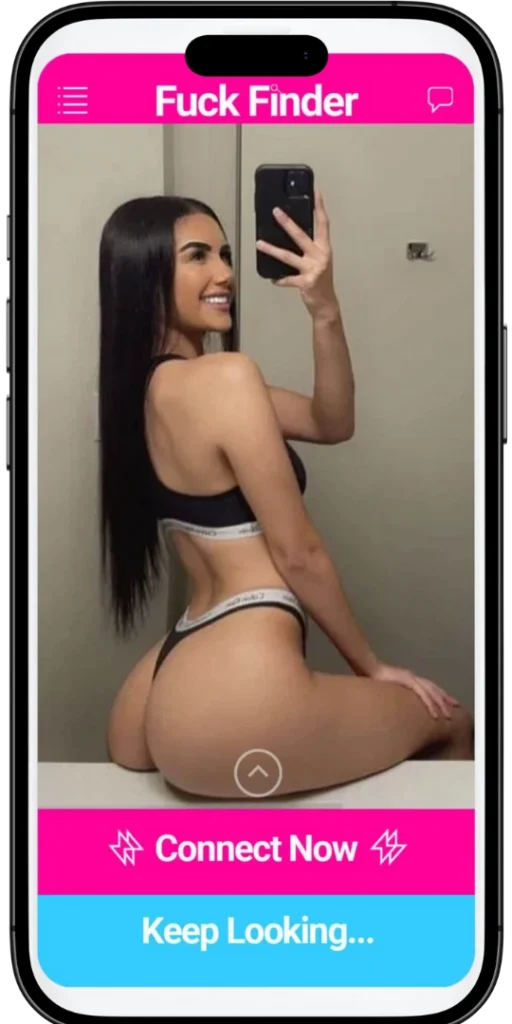 Profil d'une femme en lingerie sur l'application FuckFinder affiché sur un smartphone