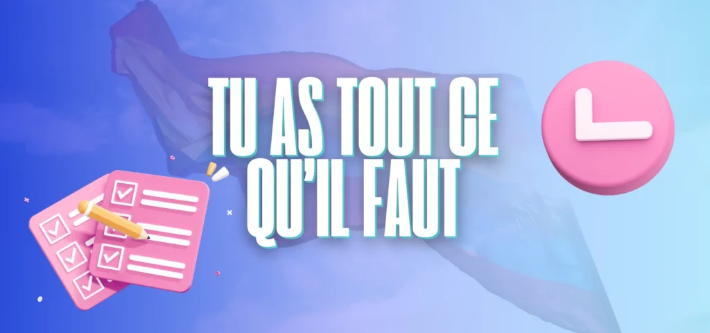 Tu as tout ce qu’il faut – illustration avec checklist rose et bulle de message.