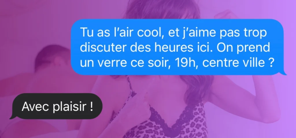 Exemple de conversation site Cougar menant à un rendez-vous rapide.