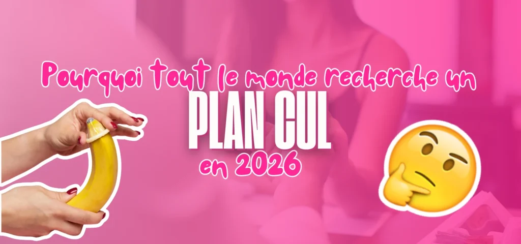 Pourquoi tout le monde recherche un plan cul en 2026 – visuel illustré (banane + emoji réflexion)