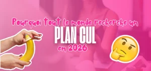 Pourquoi tout le monde recherche un plan cul en 2026 – visuel illustré (banane + emoji réflexion)