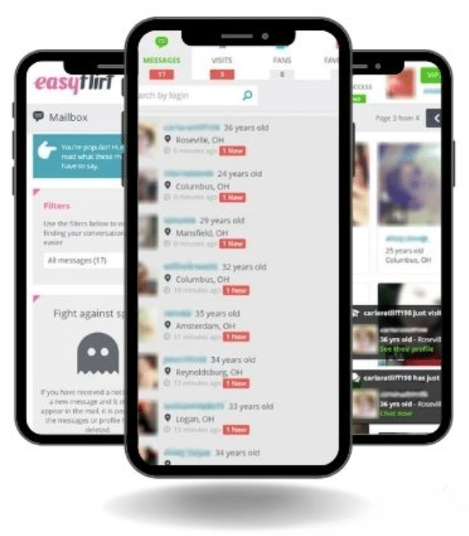 Illustration de l'interface du site de rencontre Easyflirt