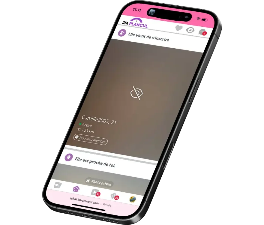 Profil utilisateur sur JM Plan Cul affiché sur smartphone avec informations et localisation.