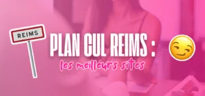 Illustration des meilleurs sites de plan cul à Reims avec panneau de ville et design rose attractif.