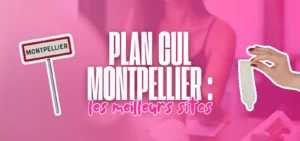 Illustration d’un guide des meilleurs sites de plan cul à Montpellier avec un visuel rose et le texte “Plan cul Montpellier : les meilleurs sites”.