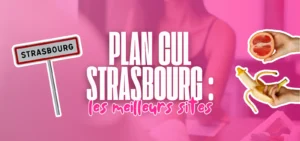 Illustration d’un guide des meilleurs sites de plan cul à Strasbourg avec panneau de ville et visuels suggestifs.