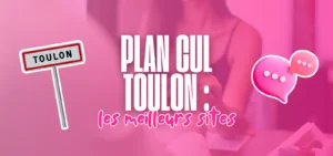 Illustration des meilleurs sites de plan cul à Toulon avec panneau de ville et design rose attractif.