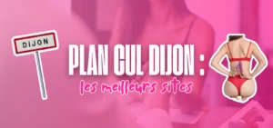 Illustration des meilleurs sites de plan cul à Dijon avec panneau de ville et design rose moderne.