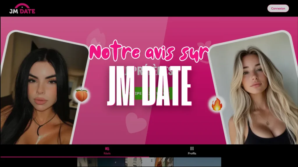 Bannière du site montrant deux profils féminins avec le titre notre avis sur JM Date