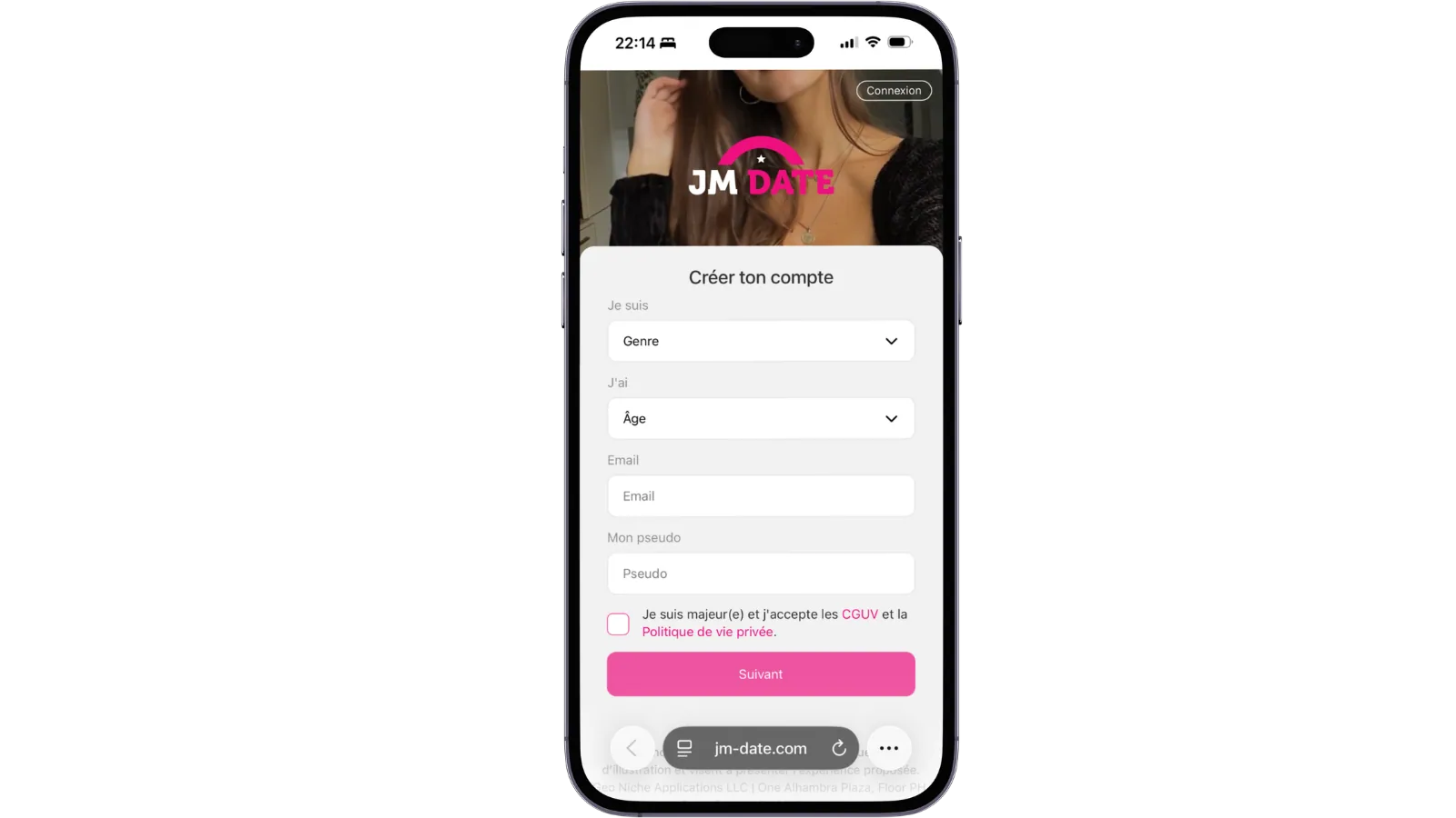 Inscription et création de profil sur JM Date