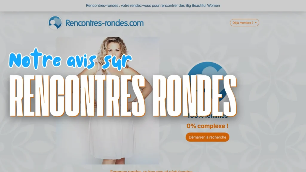 Page d'accueil du site Rencontres Rondes avec une femme ronde souriante en robe blanche