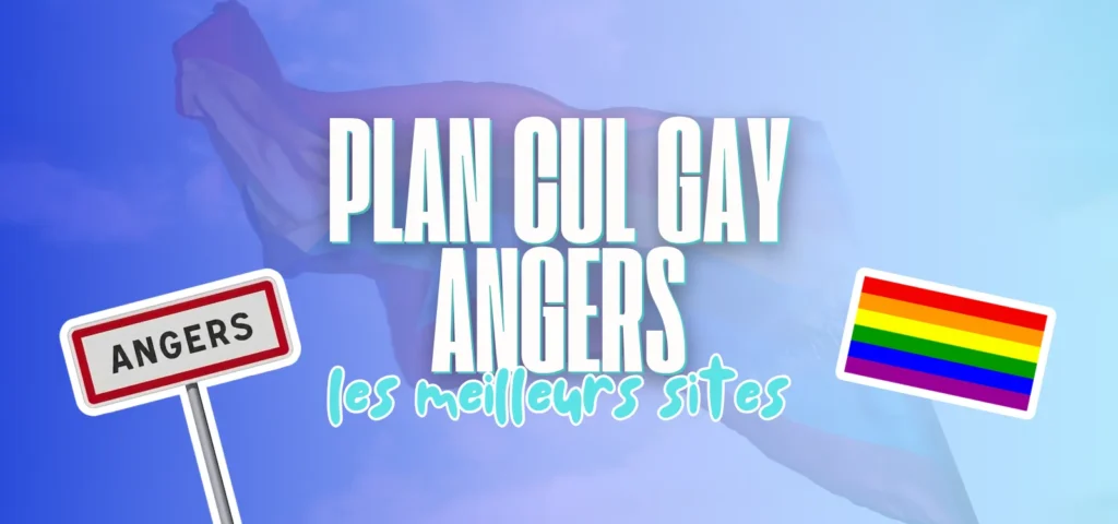Illustration avec panneau de ville Angers et drapeau arc-en-ciel sur fond bleu