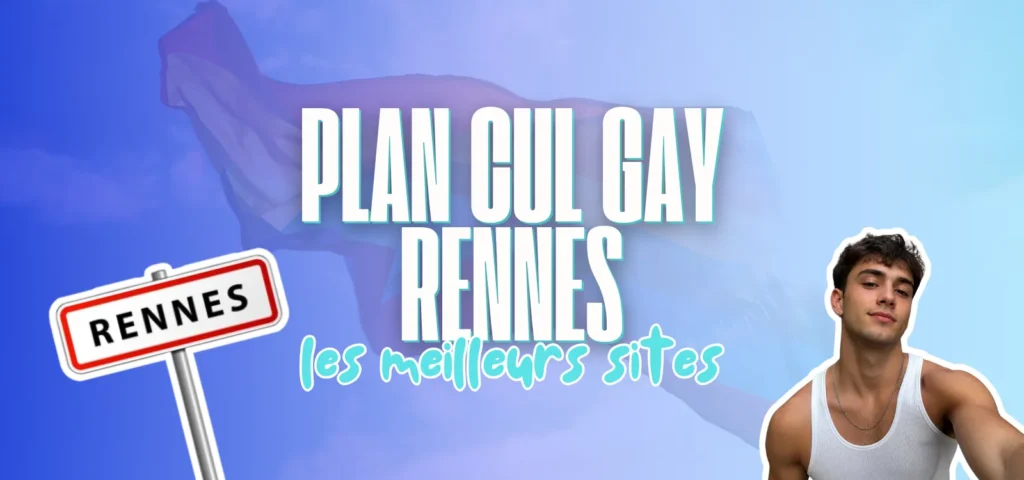 Panneau de ville Rennes avec titre plan cul gay et photo d'un jeune homme
