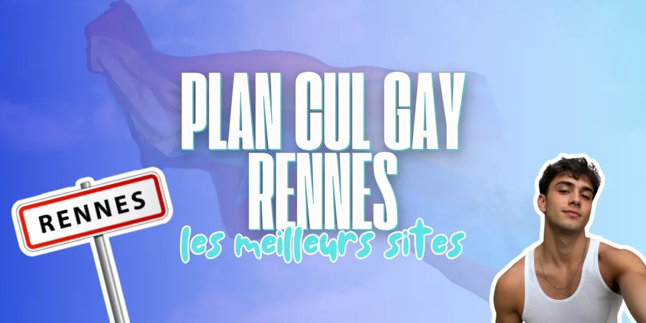 Panneau de ville Rennes avec titre plan cul gay et photo d'un jeune homme