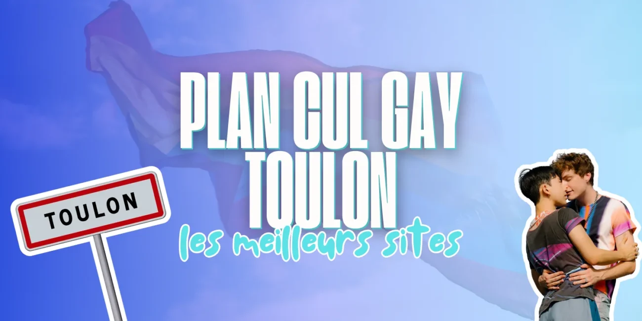 Bannière illustrant un article sur les sites de rencontre gay à Toulon avec panneau de ville