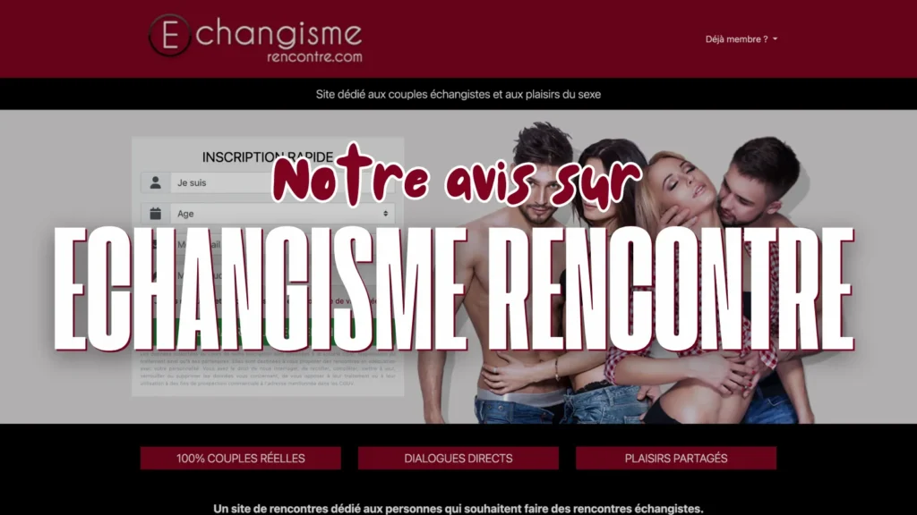 Bandeau du site Echangisme Rencontre avec formulaire d'inscription rapide et couple enlacé