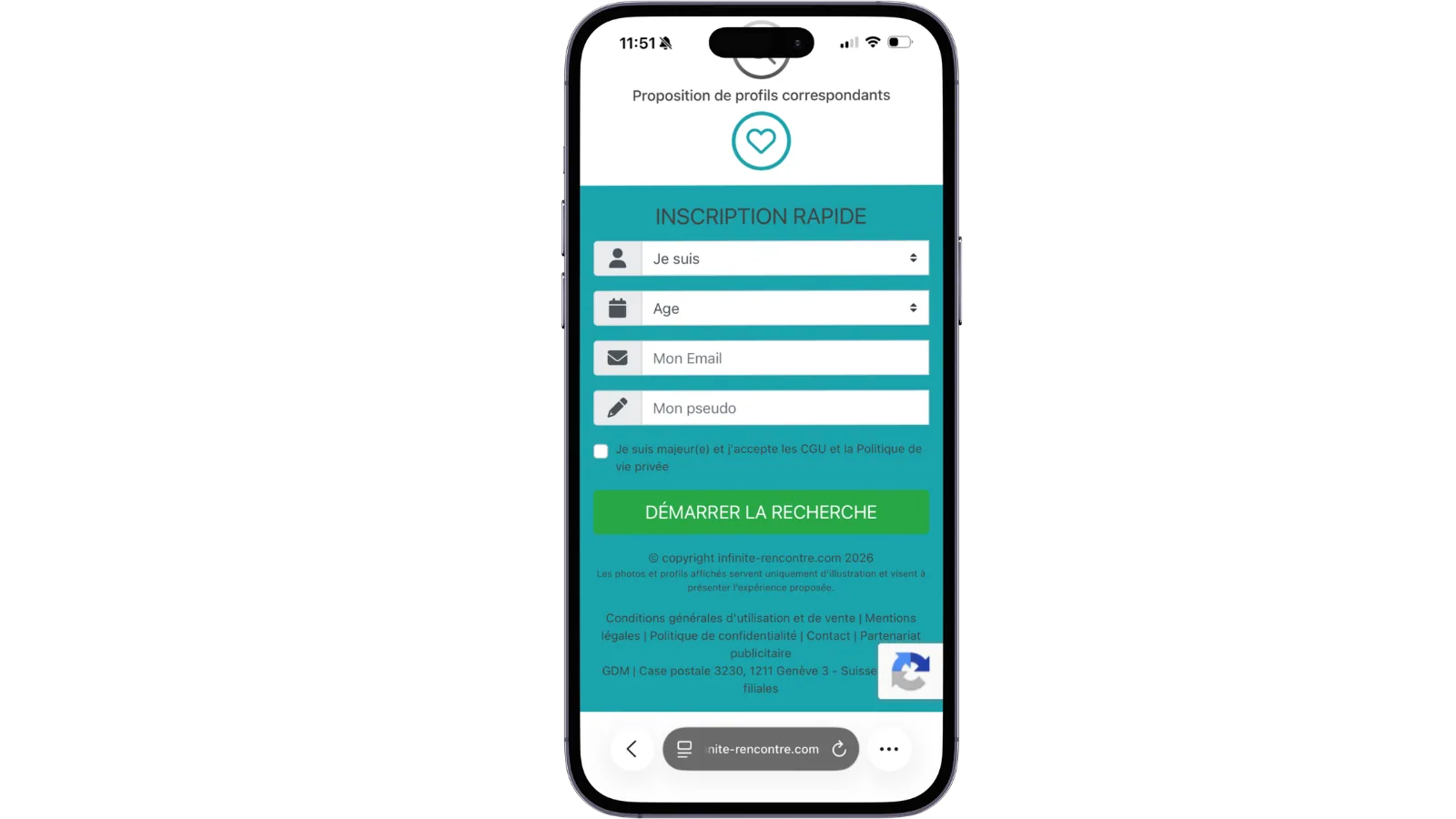 Inscription et création de profil sur Infinite Rencontre