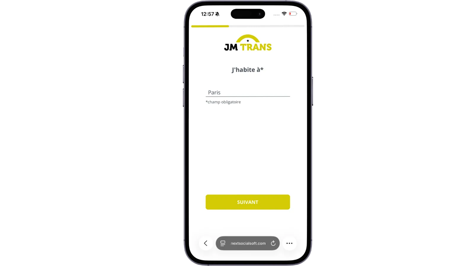 Inscription et création de profil sur JM Trans