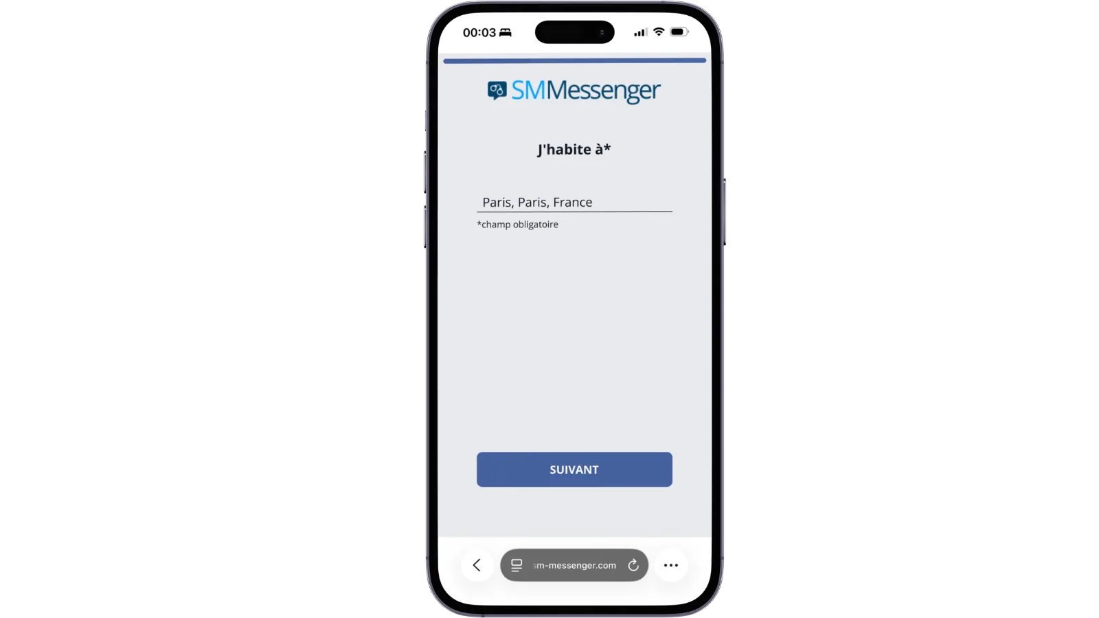 Inscription et création de profil sur SM Messenger