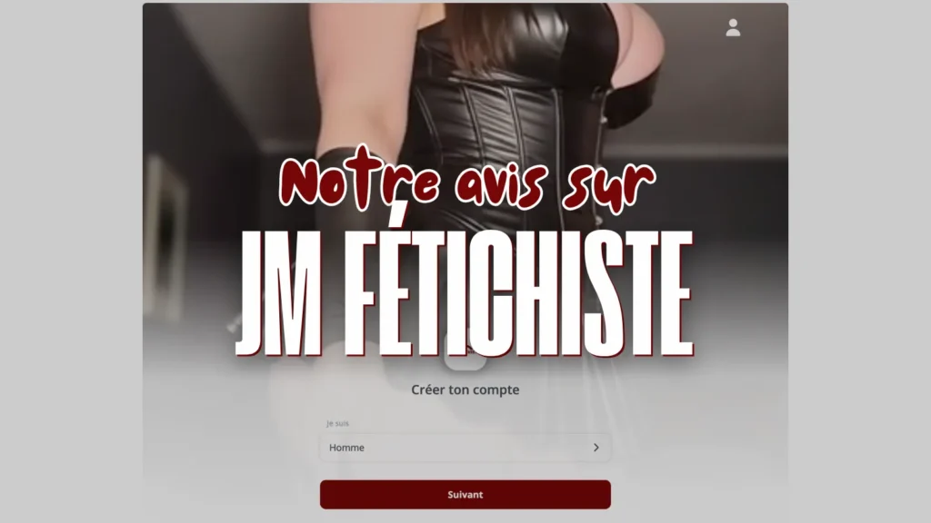 Page d'accueil du site JM Fétichistes avec femme en tenue de cuir et formulaire d'inscription