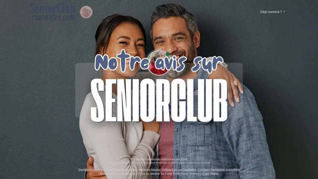 Bannière d'accueil SeniorClub avec un couple senior souriant et le titre avis