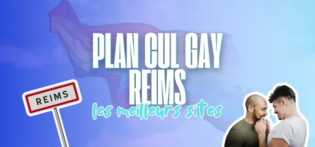 Bannière illustrant un comparatif de sites de rencontre gay à Reims avec un couple souriant